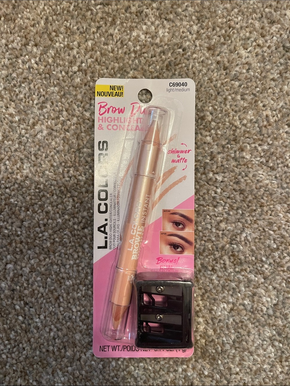 L.A. Colors Brow Duo Highlighter & Concealer — Light/Medium Peach